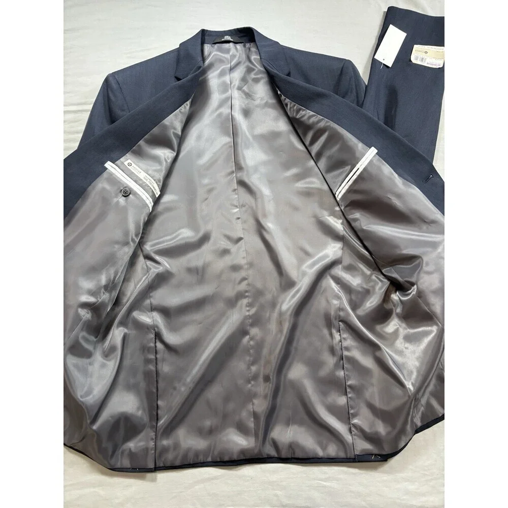 NWT Haggar Mens Performance Tailored Fit Suit Coat Blazer Blue Jacket 42 Regular